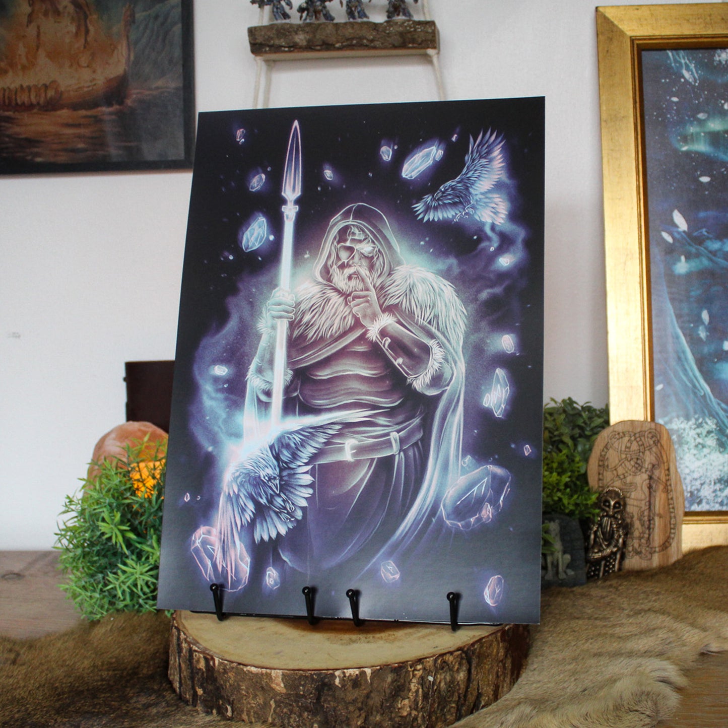 A3 art print of Odin with one eye, inspired by Norse mythology and art.