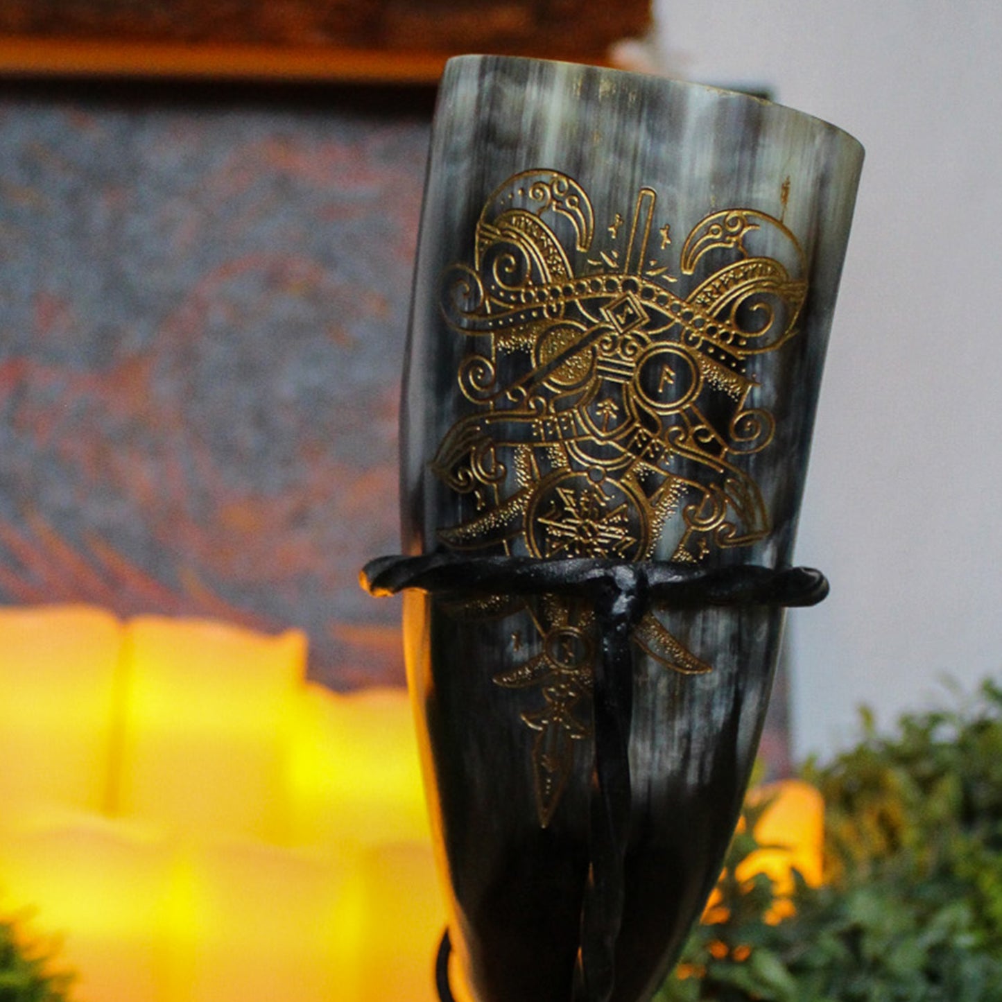 Odin Drinking Horn with Stand