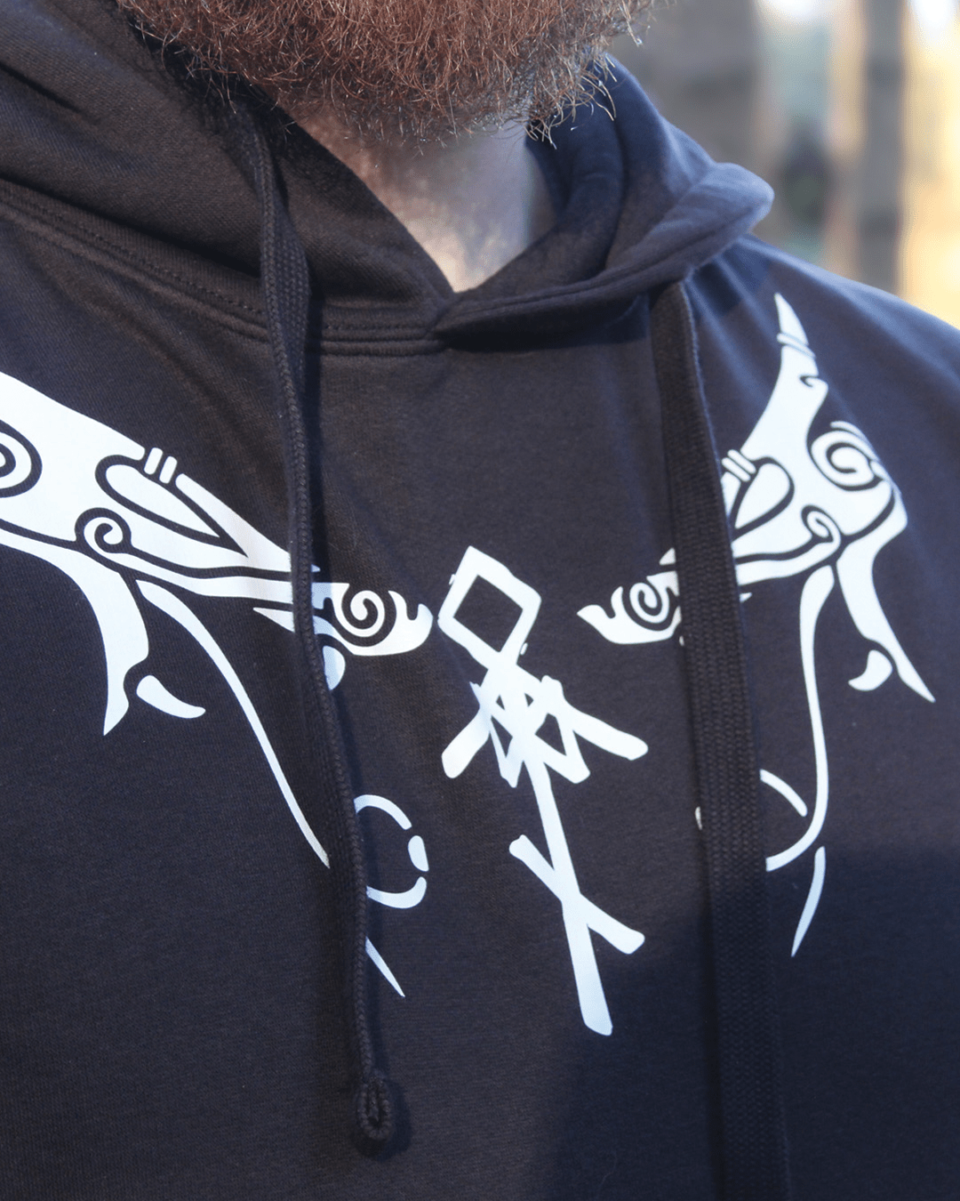 Óðinn Hoodie – The Norse God of Wisdom, War, Death, Magic & Poetry - Einarr's Journey Hoodie – Front Close Up