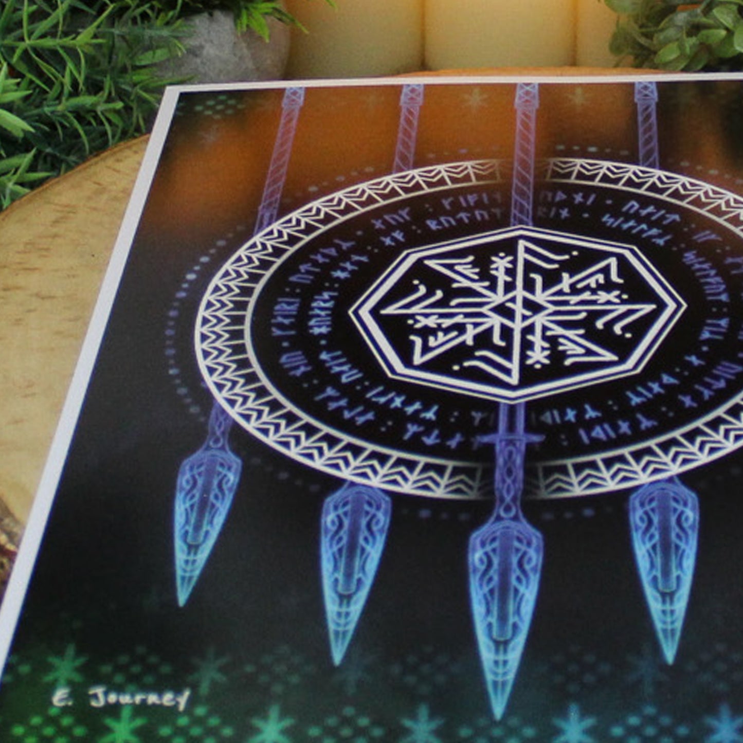 A4 print with Odin bindrune. This intricate bindrune channels the divine essence of Odin - combining symbols of wisdom, sacrifice, and insight.