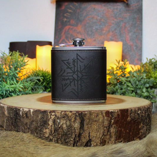 Sacrifice of Odin Leather Hip Flask