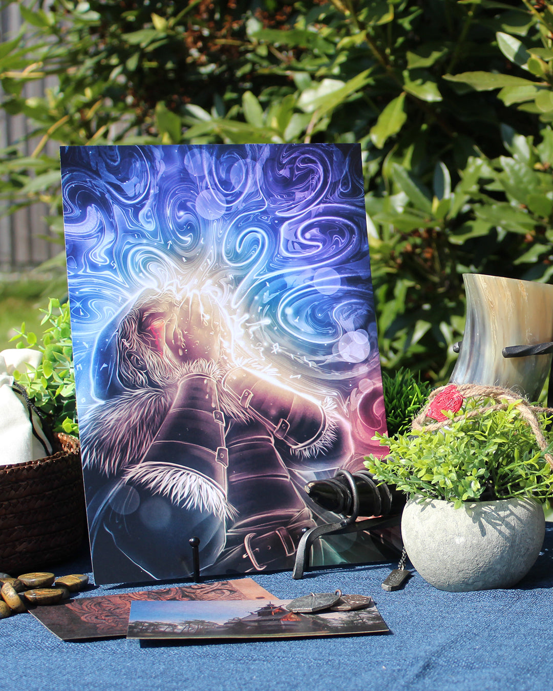 A4 print of Odin sacrificing his eye for wisdom. Depicting the moment Odin sacrifices his eye to drink from Mimir’s Well - a powerful symbol of wisdom gained through sacrifice.