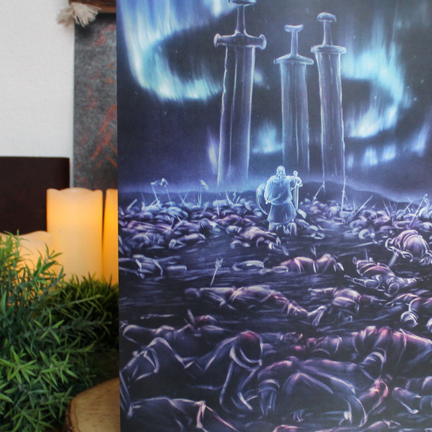 A4 print featuring the “Sverd i Fjell”, Swords in Rock, stands as one of Norway’s most iconic monuments. Three massive swords rise from the stone near Hafrsfjord, commemorating the legendary battle that united Norway under one crown.