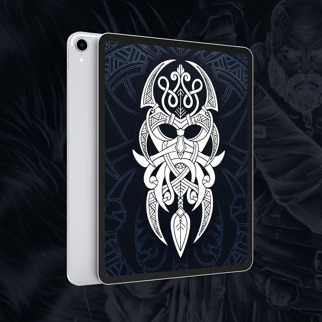 Viðarr Godmask Tattoo Design