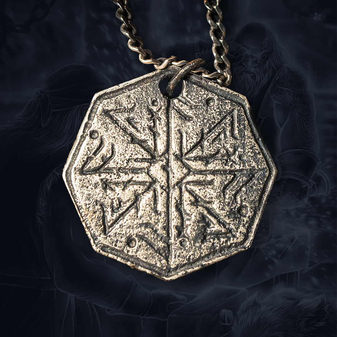 The Wisdom of Hávamál pendant, a handcrafted Norse Bindrune design symbolizing the values of hospitality, ethics, wisdom, and self-improvement, inspired by ancient Viking mythology and the teachings of Odin.