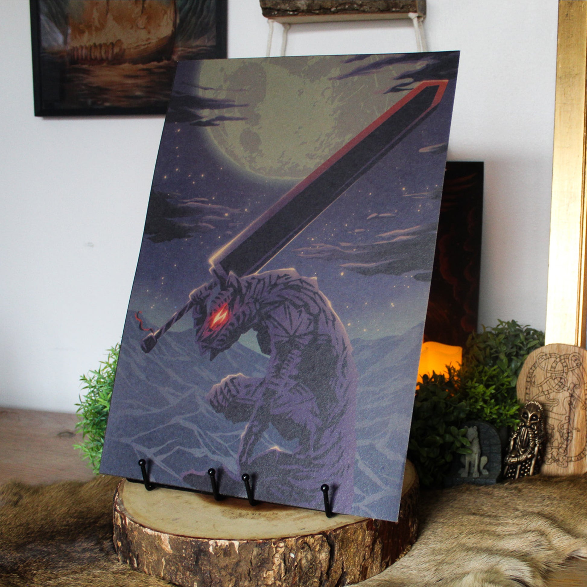 A3 art print of Guts from Berserk, Norse-inspired dark fantasy artwork.