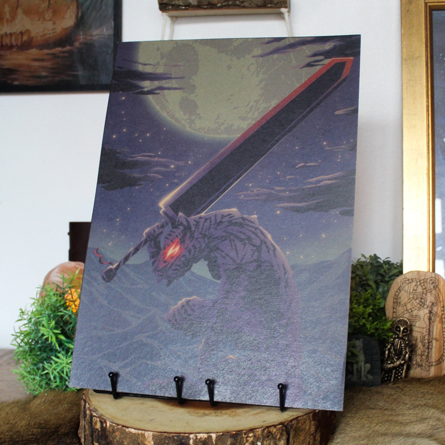 A3 art print of Guts from Berserk, Norse-inspired dark fantasy artwork.