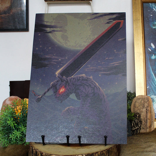 A3 art print of Guts from Berserk, Norse-inspired dark fantasy artwork.