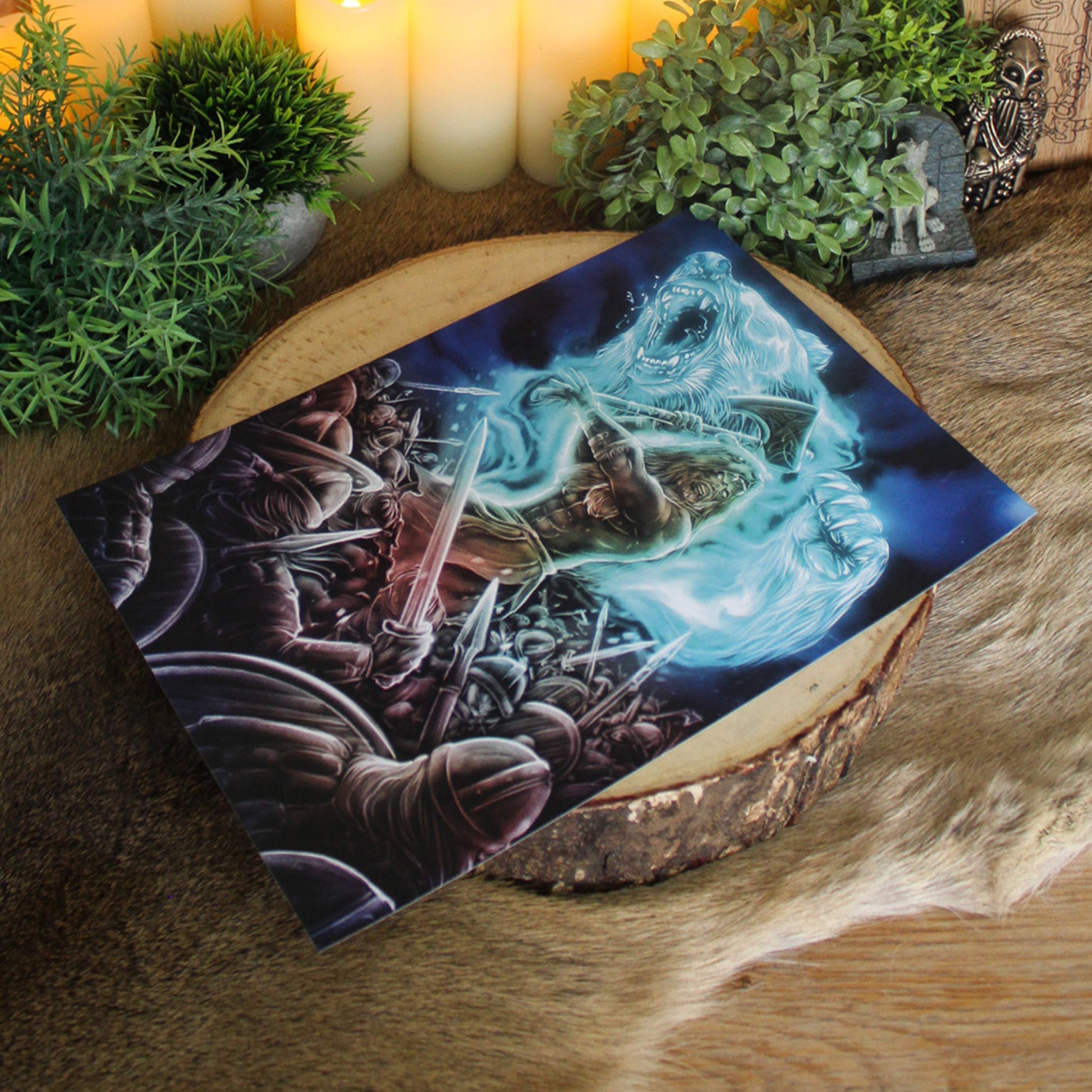 A4 print of Berserker, a feral warrior embodying Odin’s rage, charging into battle with axe in hand.