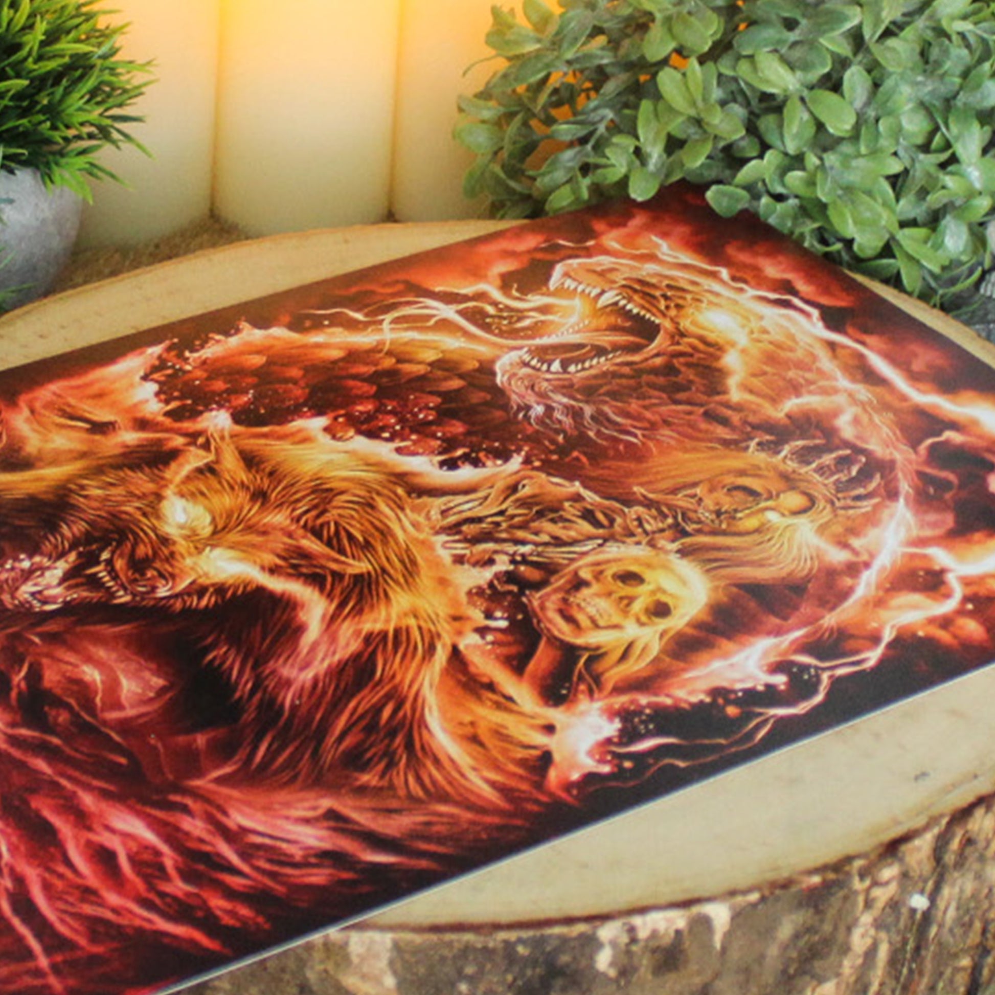 A4 print of Loki’s monstrous children from Norse mythology - Hel, Fenrir, and Jörmungandr.