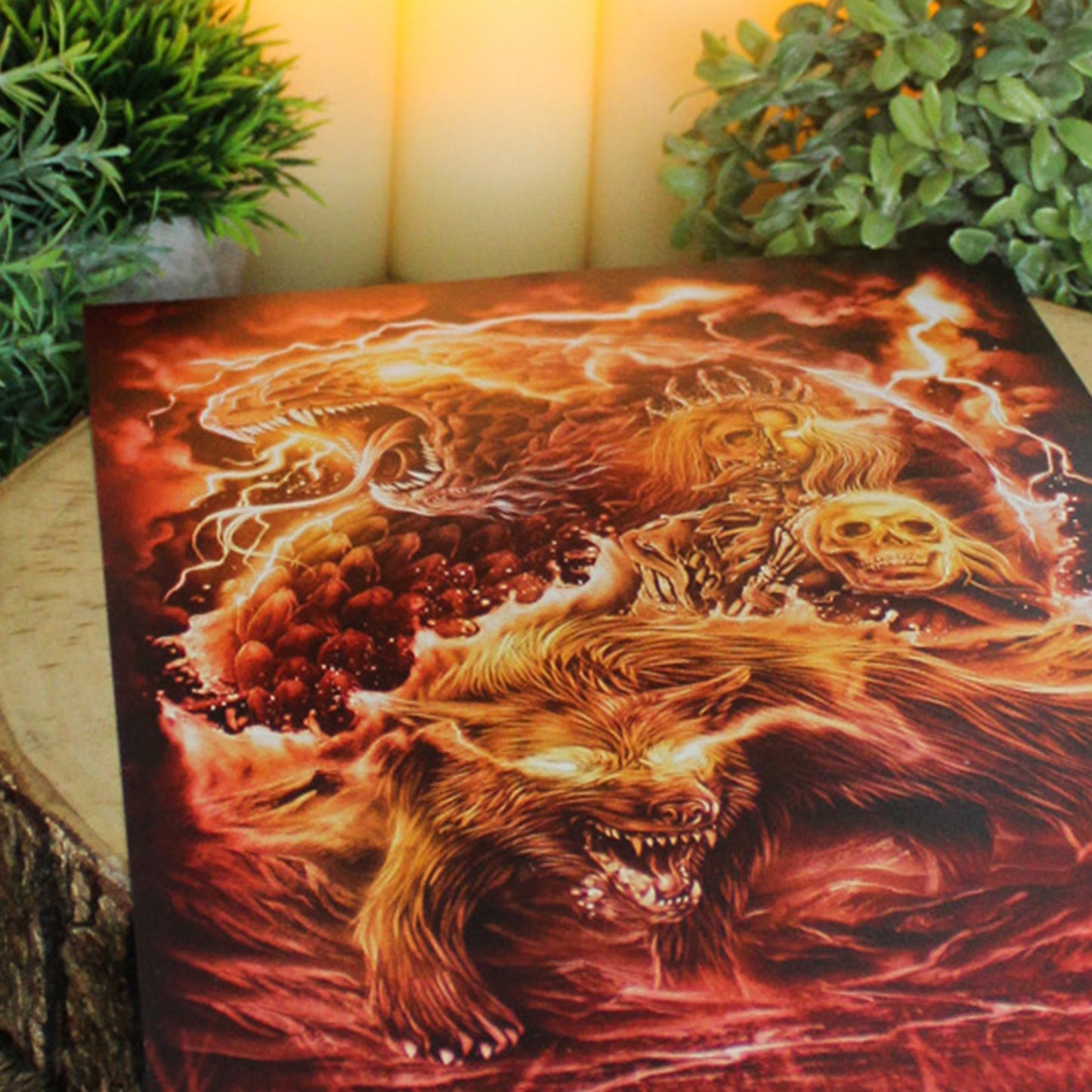 A4 print of Loki’s monstrous children from Norse mythology - Hel, Fenrir, and Jörmungandr.