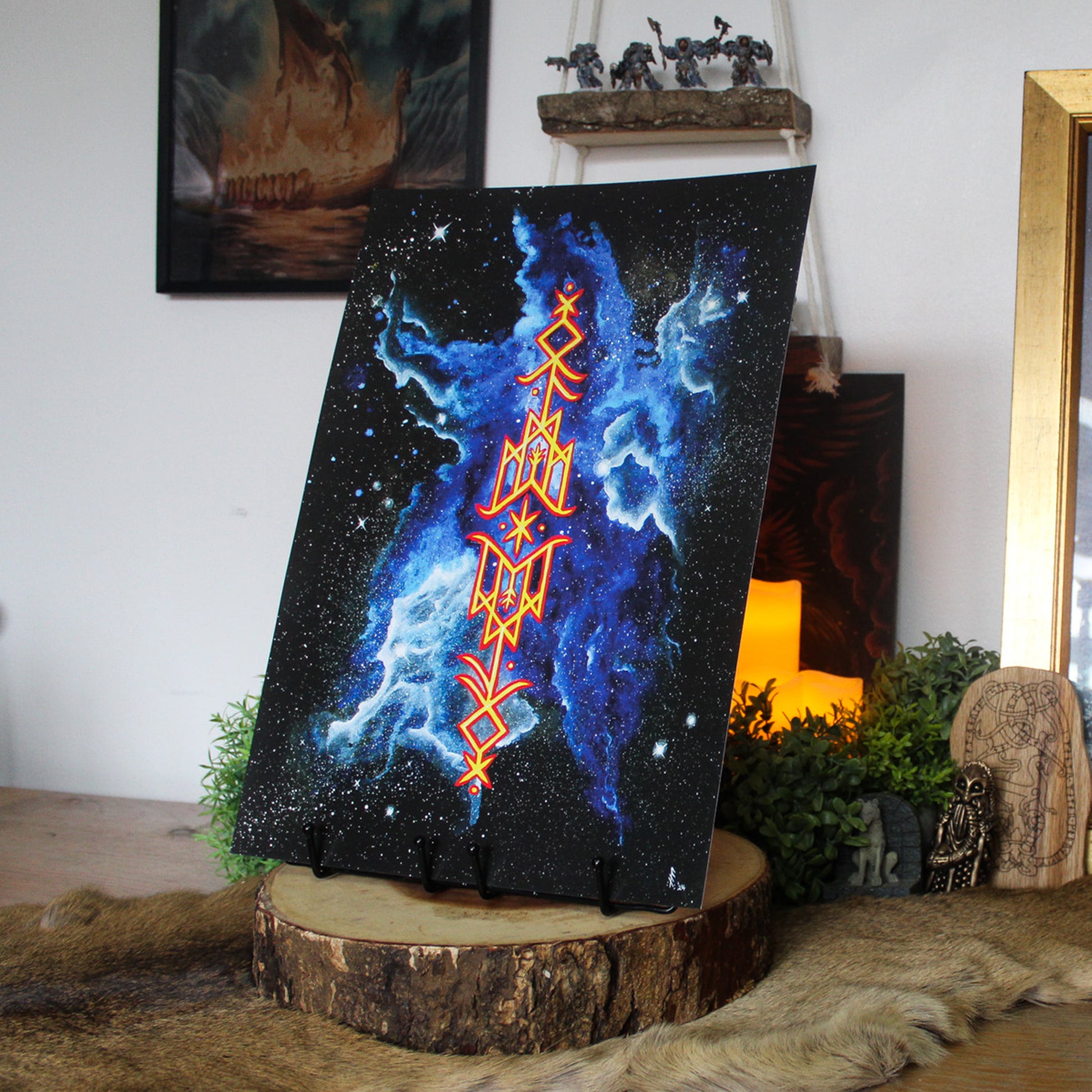 A3 art print showing Hávamál bindrune with Viking rune artistry.