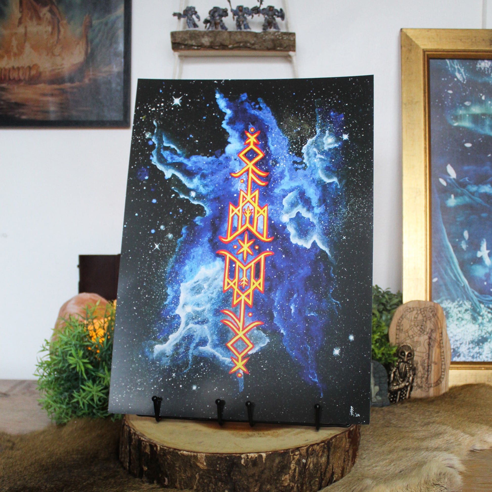A3 art print showing Hávamál bindrune with Viking rune artistry.