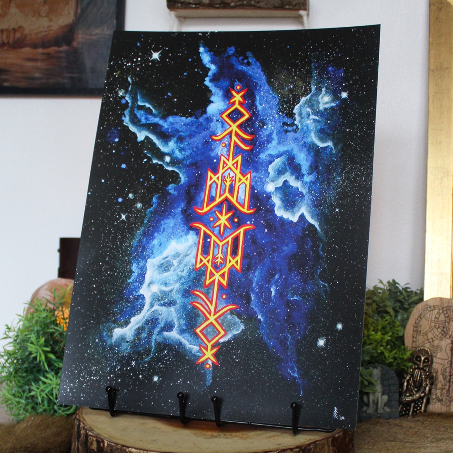 A3 art print showing Hávamál bindrune with Viking rune artistry.