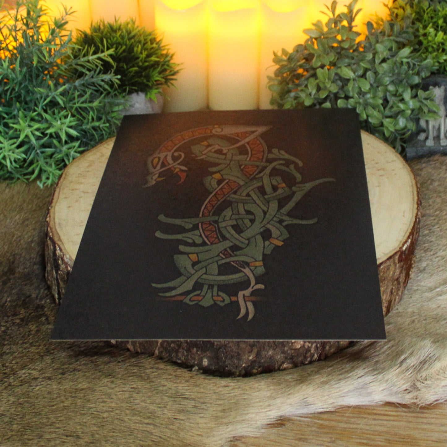 A4 print with traditional Viking knotwork that captures the monstrous scale and ancient power of one of Loki's most feared children, Jörmungandr. Created by Jonas Lau Markussen.