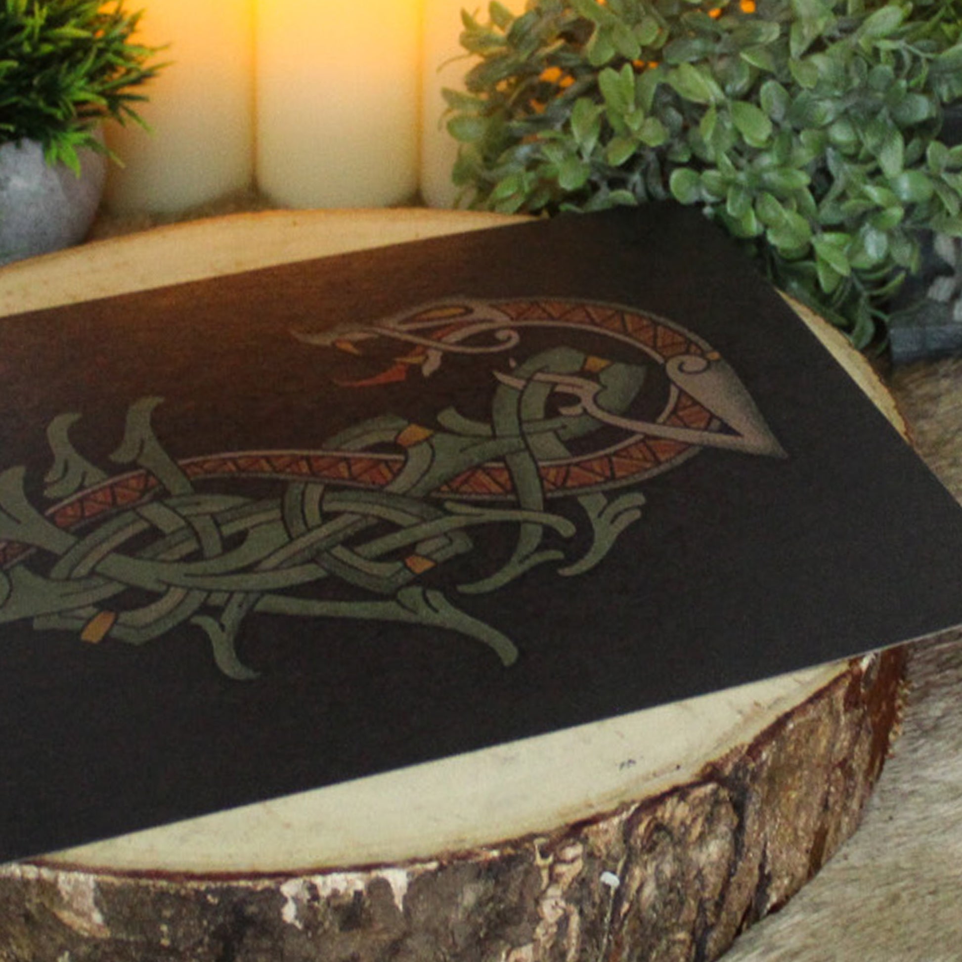 A4 print with traditional Viking knotwork that captures the monstrous scale and ancient power of one of Loki's most feared children, Jörmungandr. Created by Jonas Lau Markussen.