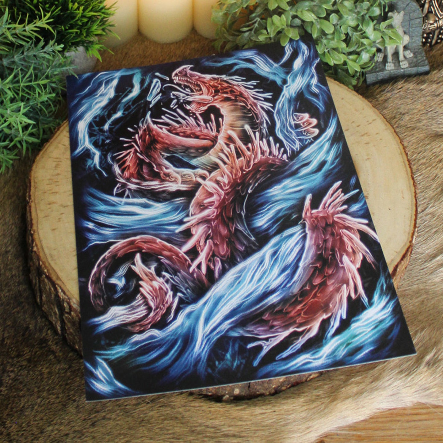 A4 print featuring Níðhögg, the dragon who gnaws at the roots of Yggdrasil, represents decay, darkness, and the endless cycle of renewal.