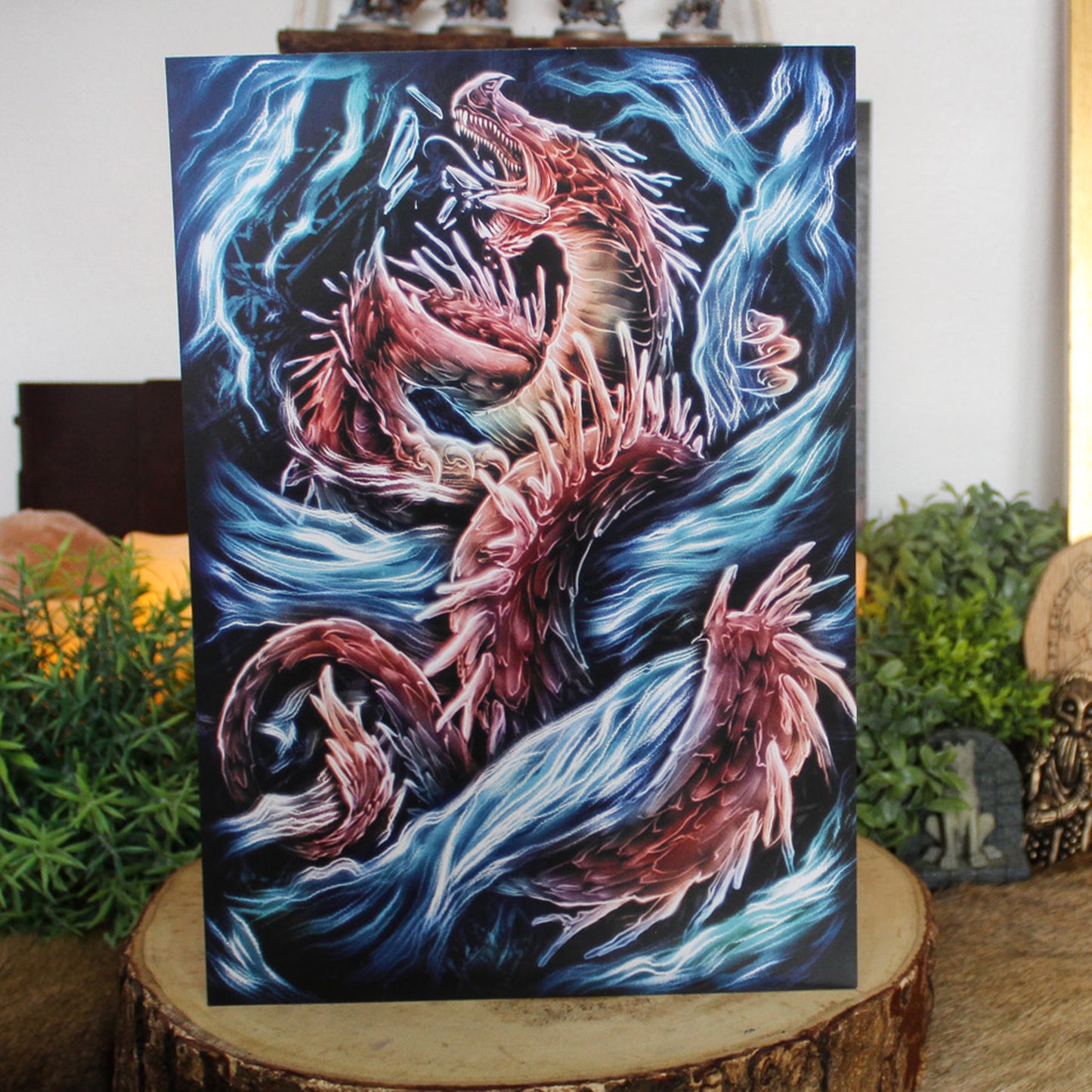 A4 print featuring Níðhögg, the dragon who gnaws at the roots of Yggdrasil, represents decay, darkness, and the endless cycle of renewal.