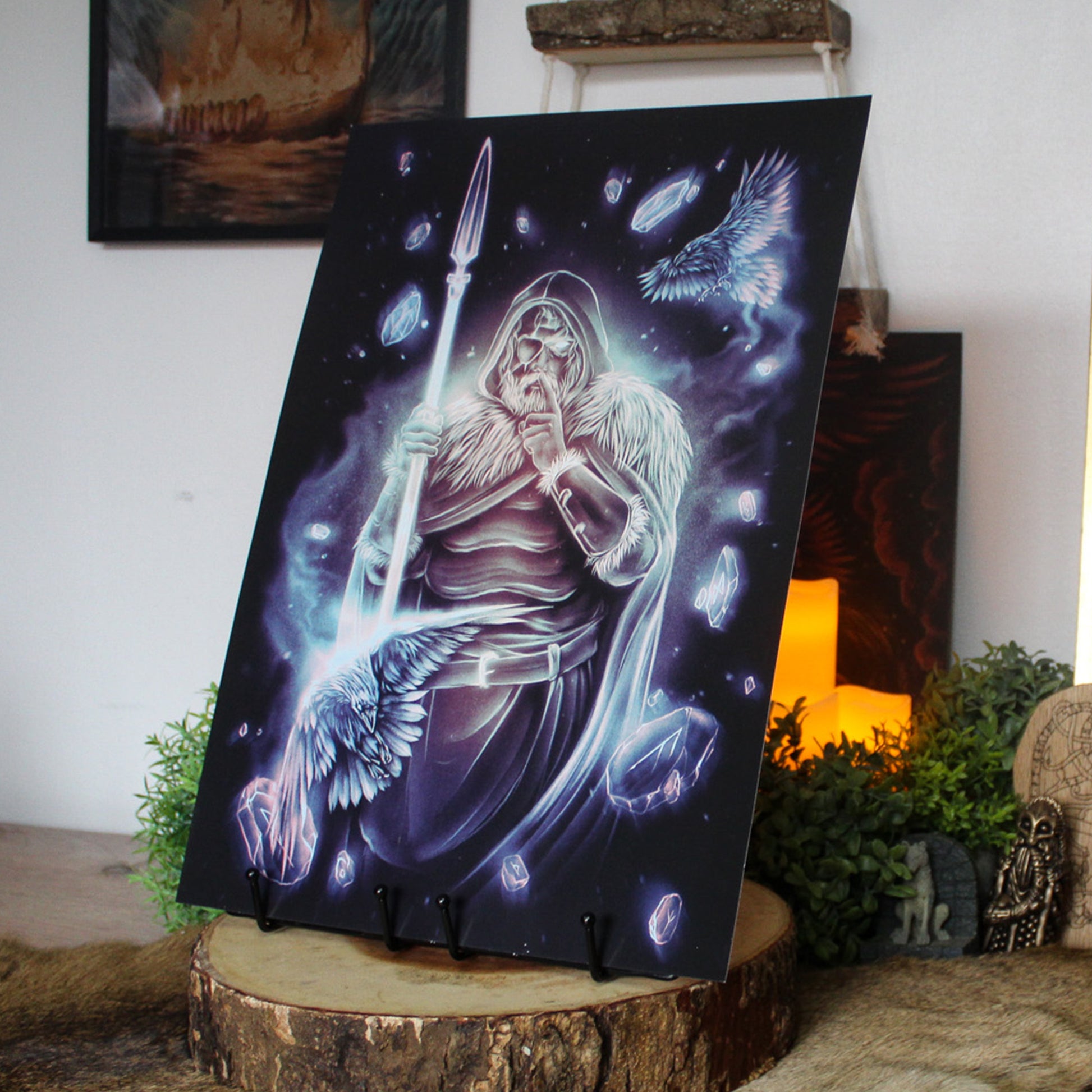 A3 art print of Odin with one eye, inspired by Norse mythology and art.