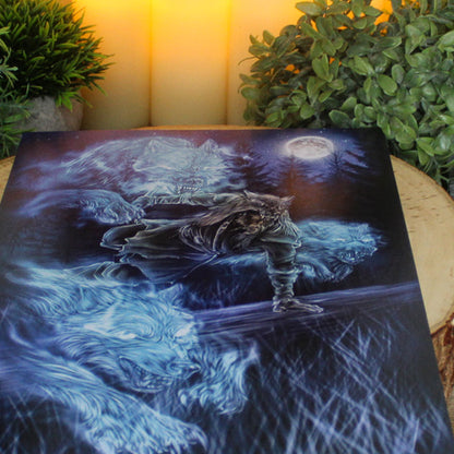 A4 print featuring the Ulfhednar who were Odin’s wolf-warriors, fierce fighters who entered battle clad in wolf pelts and divine fury and channeling the power of the wolf.