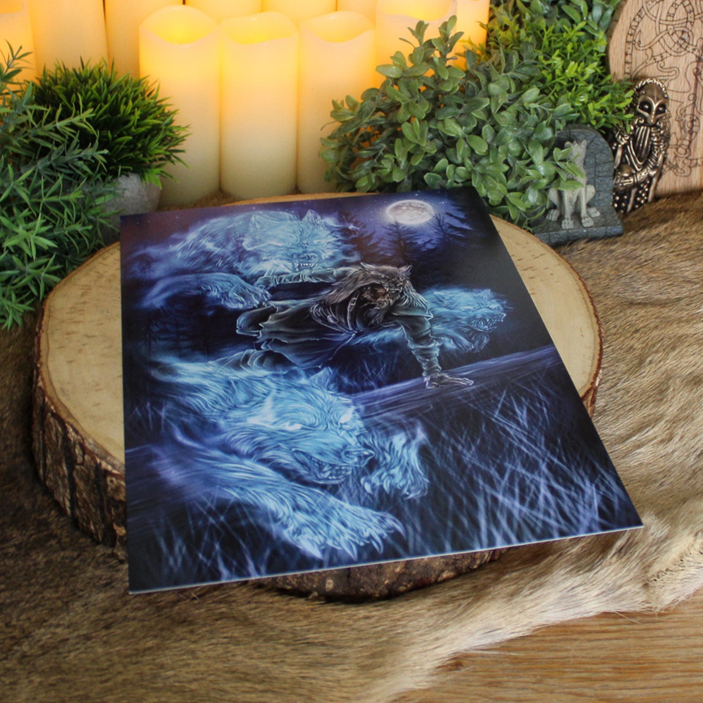 A4 print featuring the Ulfhednar who were Odin’s wolf-warriors, fierce fighters who entered battle clad in wolf pelts and divine fury and channeling the power of the wolf.