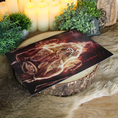 A4 art print depicting Viking Berserker ritual eating mushrooms before battle.