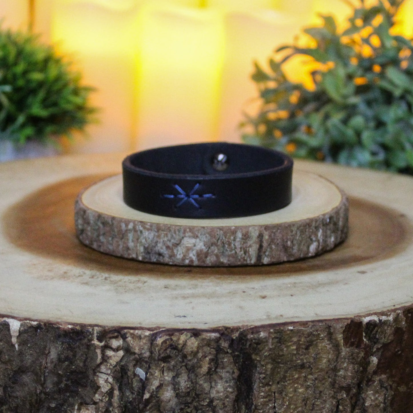 Gebo Leather Rune Bracelet Black & Blue