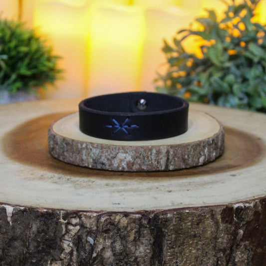 Gebo Leather Rune Bracelet Black & Blue