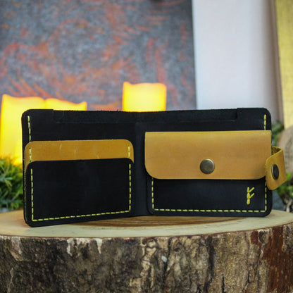 Handmade Runic Leather Wallet | Black