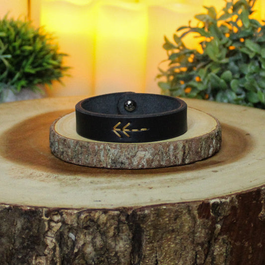 Tiwaz Leather Rune Bracelet Black & Orange