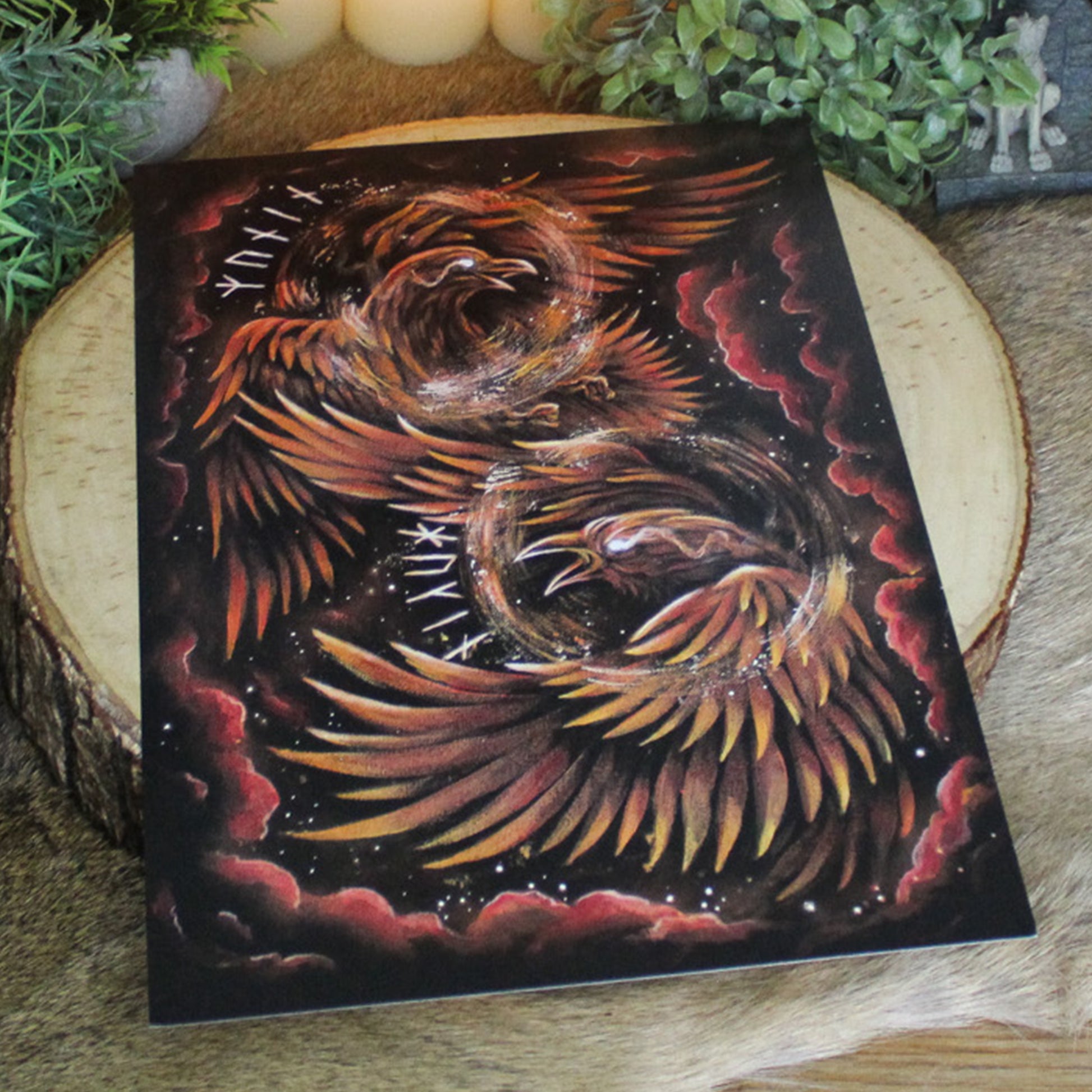 A4 art print of Odin’s ravens Huginn and Muninn.