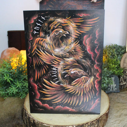 A4 art print of Odin’s ravens Huginn and Muninn.