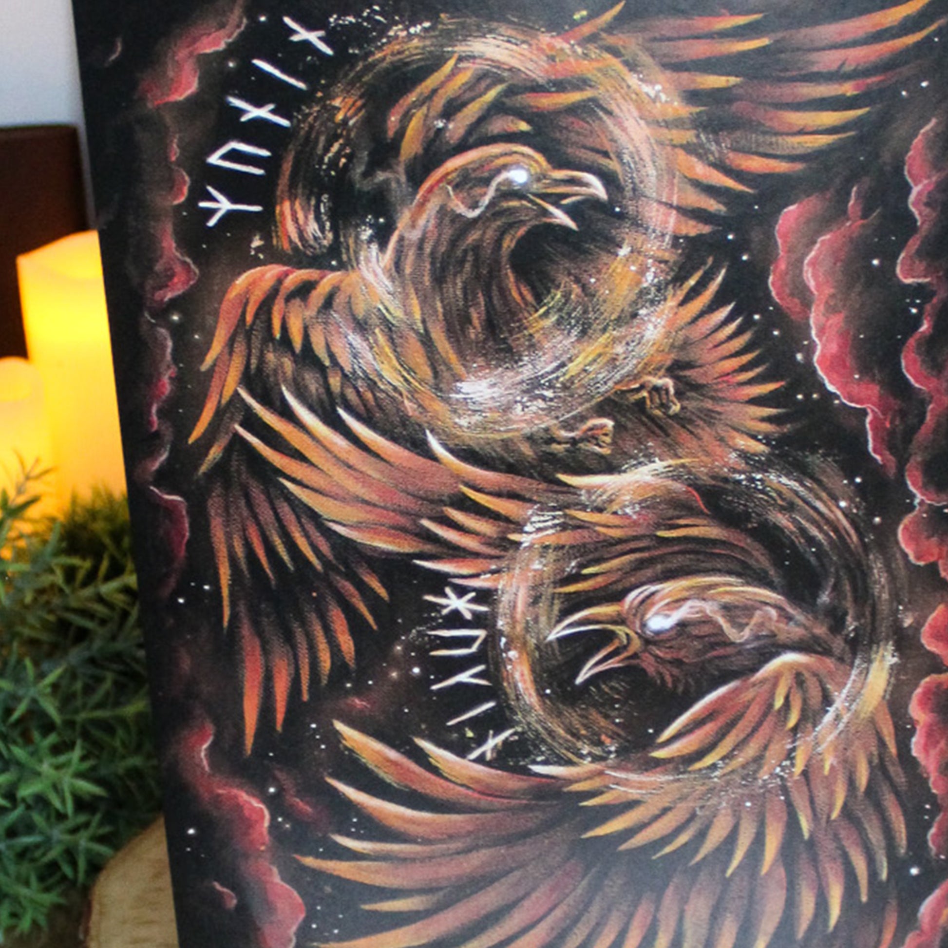 A4 art print of Odin’s ravens Huginn and Muninn.