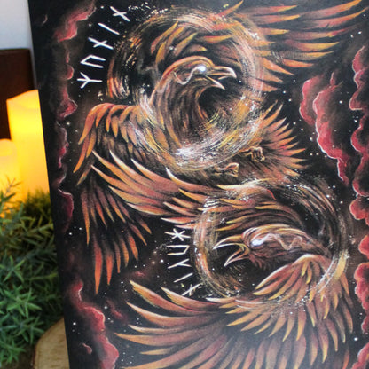A4 art print of Odin’s ravens Huginn and Muninn.