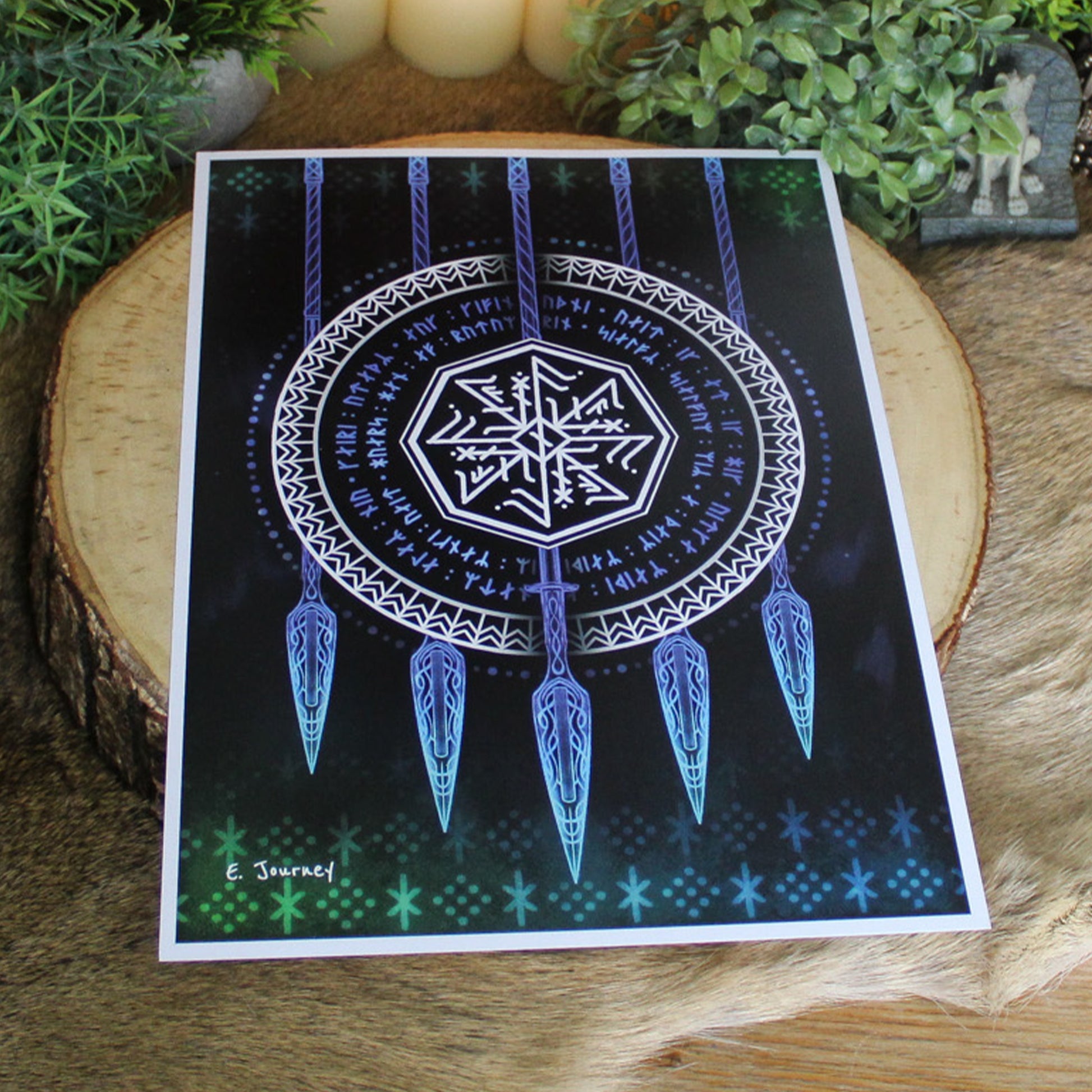 A4 print with Odin bindrune. This intricate bindrune channels the divine essence of Odin - combining symbols of wisdom, sacrifice, and insight.