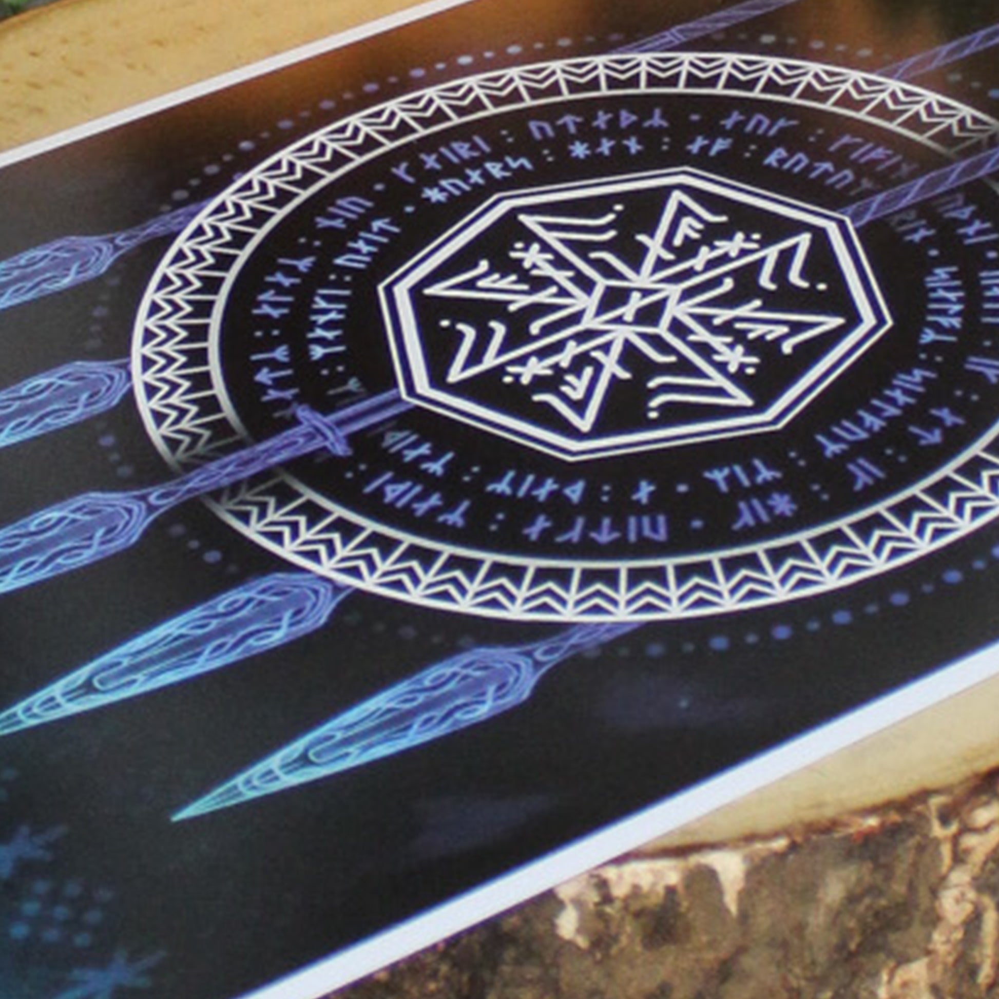 A4 print with Odin bindrune. This intricate bindrune channels the divine essence of Odin - combining symbols of wisdom, sacrifice, and insight.