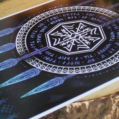 A4 print with Odin bindrune. This intricate bindrune channels the divine essence of Odin - combining symbols of wisdom, sacrifice, and insight.