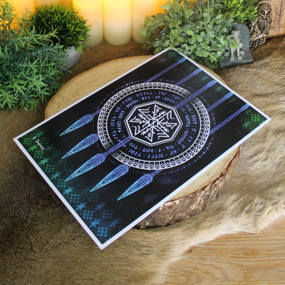 A4 print with Odin bindrune. This intricate bindrune channels the divine essence of Odin - combining symbols of wisdom, sacrifice, and insight.