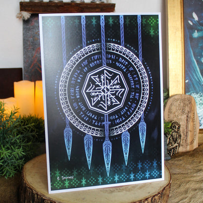 A4 print with Odin bindrune. This intricate bindrune channels the divine essence of Odin - combining symbols of wisdom, sacrifice, and insight.