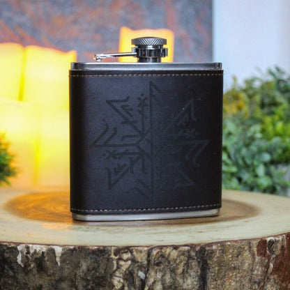 Sacrifice of Odin Leather Hip Flask