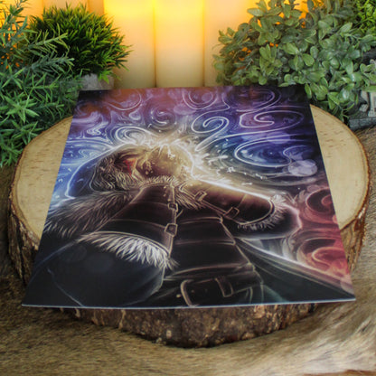 A4 print of Odin sacrificing his eye for wisdom. Depicting the moment Odin sacrifices his eye to drink from Mimir’s Well - a powerful symbol of wisdom gained through sacrifice.