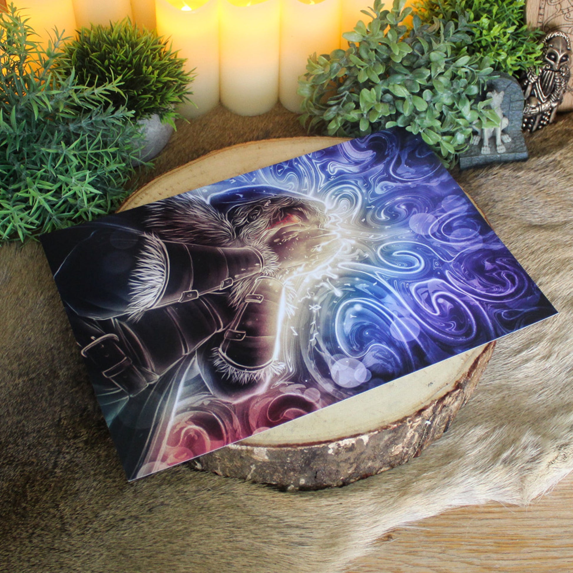 A4 print of Odin sacrificing his eye for wisdom. Depicting the moment Odin sacrifices his eye to drink from Mimir’s Well - a powerful symbol of wisdom gained through sacrifice.