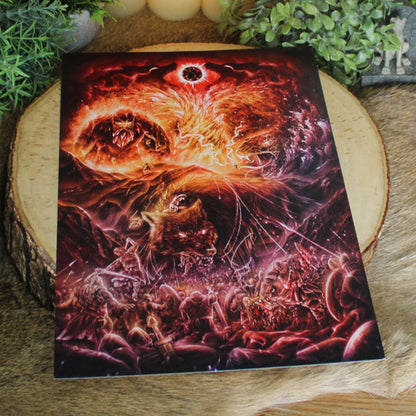 A4 art print of Ragnarok showing the Norse apocalypse and battle of the gods.