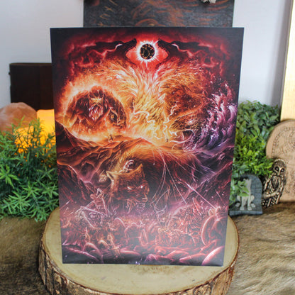 A4 art print of Ragnarok showing the Norse apocalypse and battle of the gods.