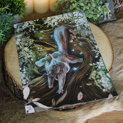A4 print featuring Ratatoskr, the mischievous squirrel who scurries up and down Yggdrasil, carrying messages between the eagle above and serpent Níðhöggr below.
