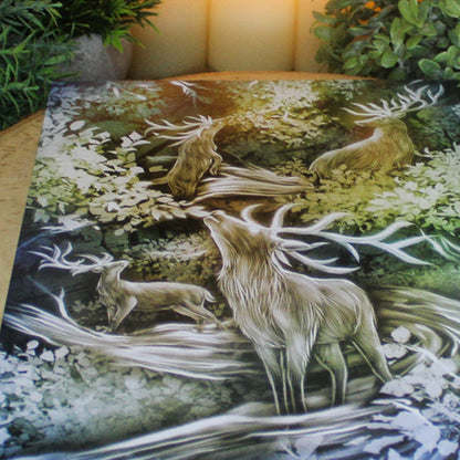 A4 art print of stags feeding from Yggdrasill, Norse World Tree.