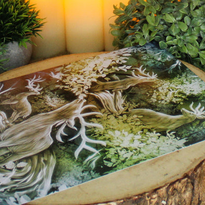 A4 art print of stags feeding from Yggdrasill, Norse World Tree.