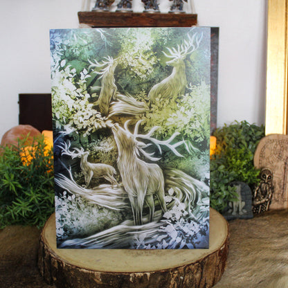 A4 art print of stags feeding from Yggdrasill, Norse World Tree.