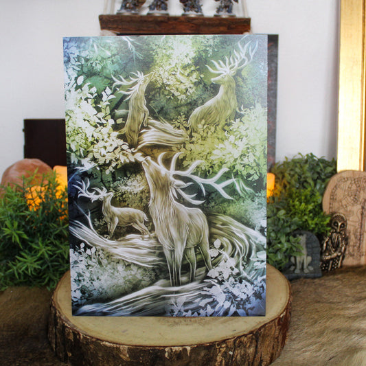 A4 art print of stags feeding from Yggdrasill, Norse World Tree.