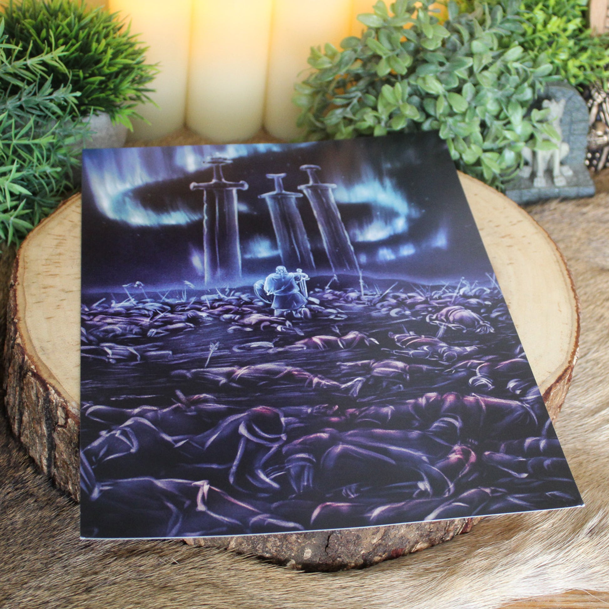 A4 print featuring the “Sverd i Fjell”, Swords in Rock, stands as one of Norway’s most iconic monuments. Three massive swords rise from the stone near Hafrsfjord, commemorating the legendary battle that united Norway under one crown.